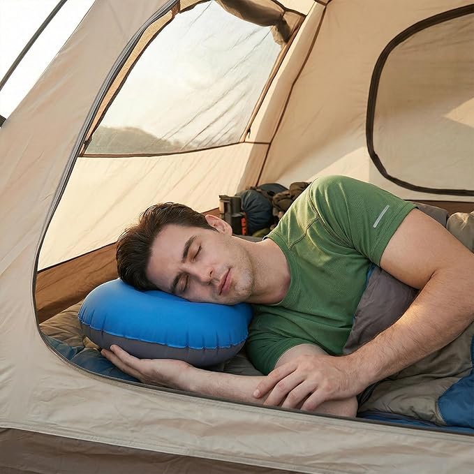 Ultralight Inflatable Camping Travel Pillow - Ultimate Compact Pillow for Hiking, Flights & Beach | Durable Water-Resistant Camping Pillow Cloud Comfort Support