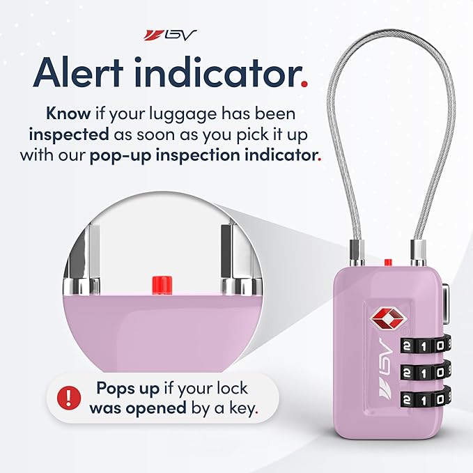 TSA Accepted Luggage Travel Lock, Set-Your-Own Combination Lock for School Gym Locker, Luggage Suitcase Baggage Locks, Filing Cabinets, Toolbox, Case (Purple, 4 Pack)
