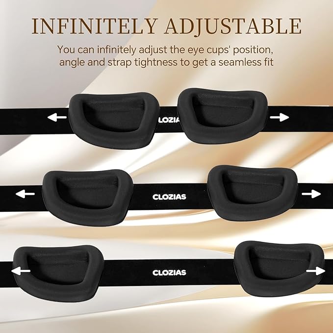 CLOZIA Sleep Mask for Men Women, Adjustable Sleeping Eye Mask, 100% Blocking Eye Masks for Sleep, Soft Comfortable for Travel & Shift Work, Pink