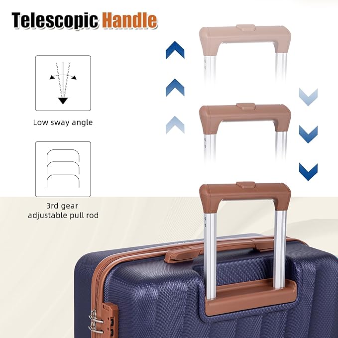 Luggage Sets 5 Piece Suitcases with Wheels,ABS Hard Case Suitcases with Spinner Wheels,Durable Travel Luggage(Purple, 5 Piece Set(20"/24"/28"))