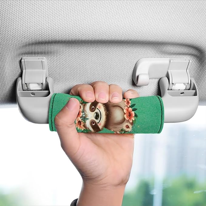 BIGCARJOB Green Sloth Luggage Handle Wrap Set for Suitcase 2 Pieces Cute Sloth Print Suitcase Identifier Protective Cover Trolley Case Grip Travel Luggage Accessories Door Handle Replacement