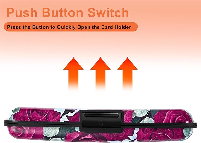 Mayski Credit Card Holder, RFID Blocking, Aluminum Alloy Hard Case, Small Mini Business Metal Wallet for Women Men, Rose