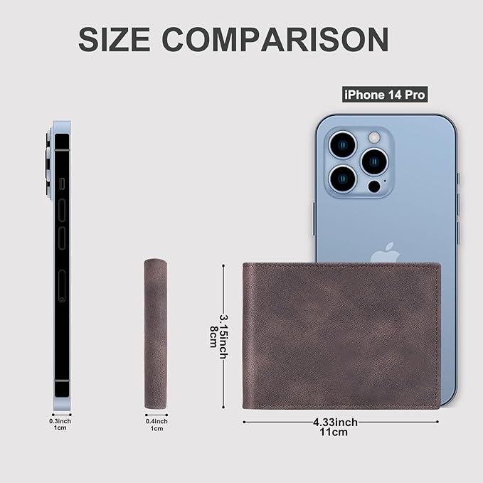Chelmon Slim Wallet for Men ID Window with RFID Blocking Front Pocket Minimalist Bifold Bussiness Card Holder Gift for Men