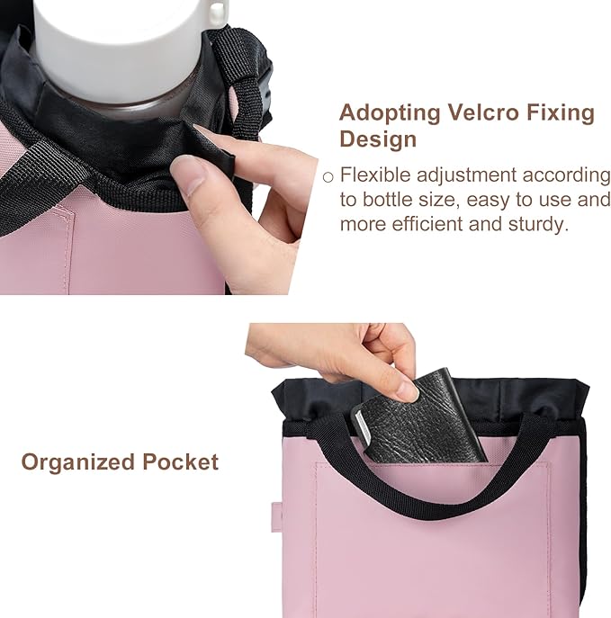 Luggage Cup Holder - Multifunctional Travel Caddy - Fits Suitcase Handles, Also, as a Stroller & Automotive Cup Holder - Pink