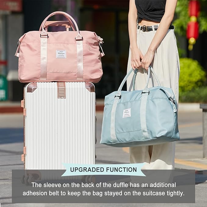 HYC00 Travel Duffel Bag,Carry-on Overnight Weekender Bags for Women,Sports Tote Gym Bag with Wet Pocket