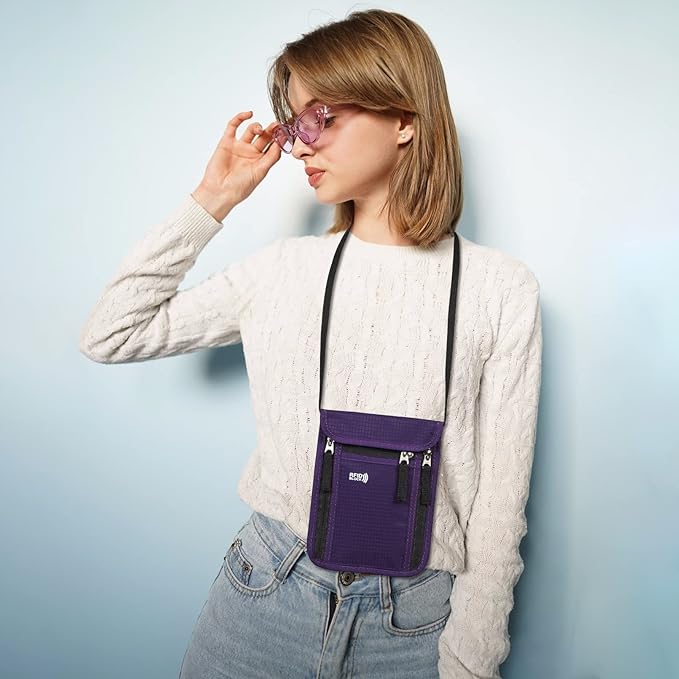 Travel Pouch Neck Wallet Family Passport Holder Organizer Case with RFID Blocking | RFID Blocking