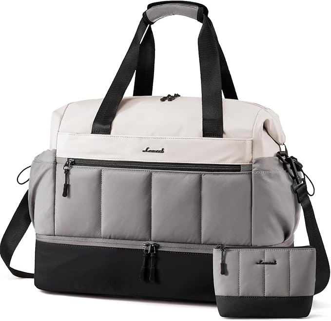 LOVEVOOK Travel Duffel Bag, Weekender Bags for Women, Large Overnight Bags with Shoe Compartment, 47L Carry on Gym Hospital Bag with Wet Pocket, 2 Pcs