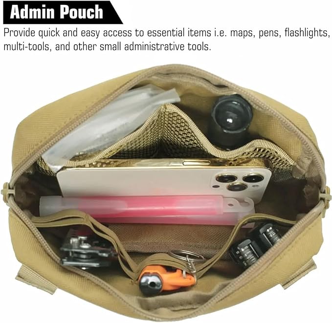 Tactical Molle Pouch, Multi-Purpose EDC Admin Pouch Utility Gadget Gear Backpack Military Waist Bag for Outdoor, Hunting, Traveling, Hiking