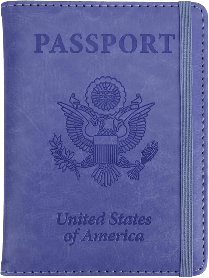 Passport Holder for Travel, Passport Holde Passport Cover Wallet Travel Passport Holders Must Haves for Women Men, PU Leather Passport Book Card Holder Case,Travelling Essentials, Dark Purple
