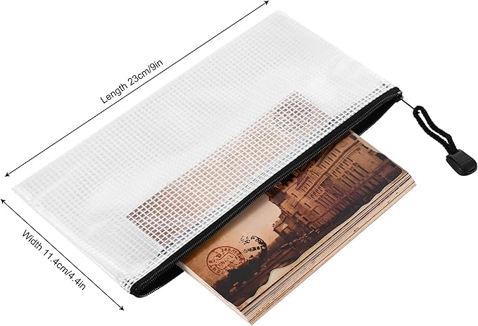 12Pcs Mesh Zipper Pouch,9x4.4 Inches Durable Pouches,Organizing Storage with Zipper for Bill,File and Travel,Multi-Purpose Stationery Pouch