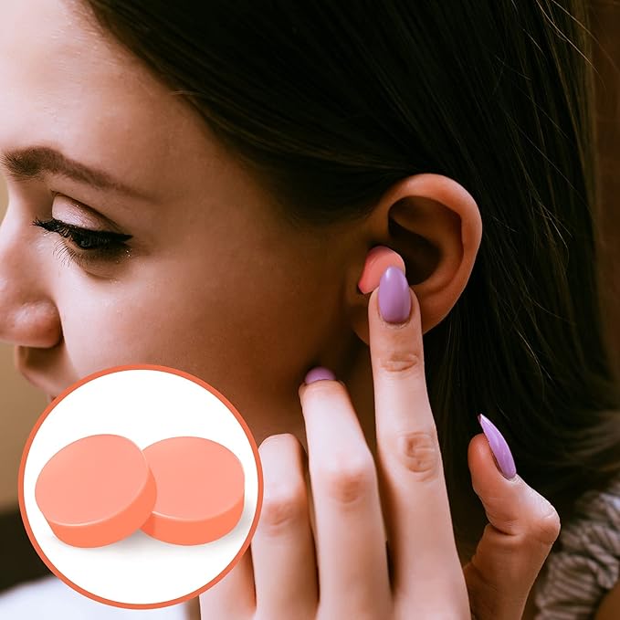 Frienda 36 Pairs Ear Plugs for Sleeping Reusable Moldable Silicone Gel Wax Earplugs Waterproof Earplugs Noise Cancelling Ear Plugs for Adults Swimming Snoring Studying(White, Red, Orange)