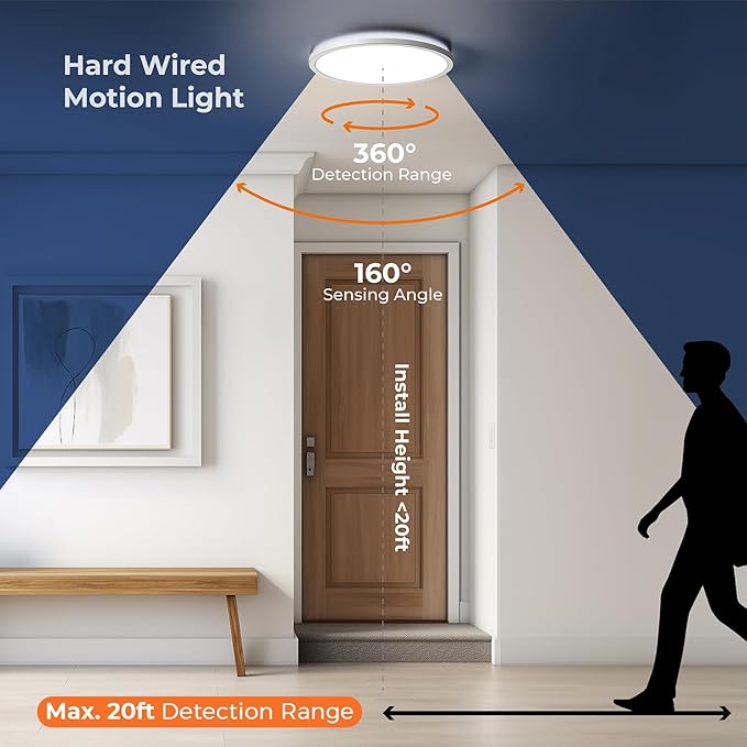 Matane 2Pack Motion Sensor LED Ceiling Light with Remote, 12 Inch Wired Flush Mount Light 3000K 4000K 5000K, 2400LM Dimmable Motion Sensor Light Indoor for Closet Hallway Laundry Stairs New Version