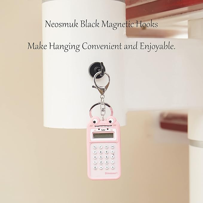 Neosmuk Black Magnetic Hooks,Heavy Duty Earth Magnets with Hook for Refrigerator, Extra Strong Cruise Hook for Hanging, Magnetic Hanger for Cabins, Grill (Matte Black, 6 Pack)