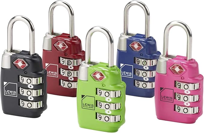 Lewis N. Clark Travel Sentry TSA-Approved Luggage Lock, Large 3 Dial Combination with Easy Read Dials - Black (Pack of 2)