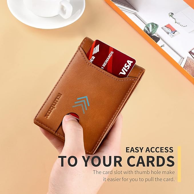 RUNBOX Wallet for Men Slim 11 Credit Card Holder Slots Leather RFID Blocking Small Thin Men's Wallet Bifold Minimalist Front Pocket Large Capacity Gift Box