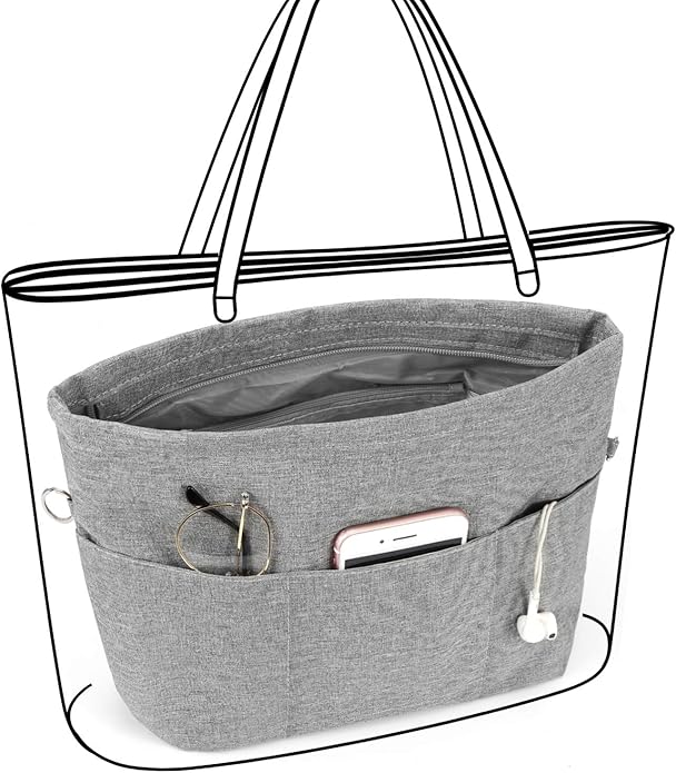 VANCORE Purse Organizer Insert for Handbags,Tote Bag Organizer Insert with Zipper Bag,Premium Handbag Organizer Inside Liner for Women with 15 Pockets