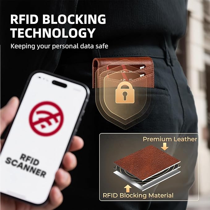 RUNBOX Wallet for Men Slim Rfid Leather 2 ID Window With Gift Box | Slim, Rfid, 2 ID Window, With Gift Box, Slim, Rfid