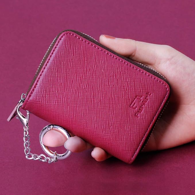 FurArt Zipper Wallet Women, RFID Blocking Credit Card Wallet, Business Card Holder, Compact Size KeyChain Wallet