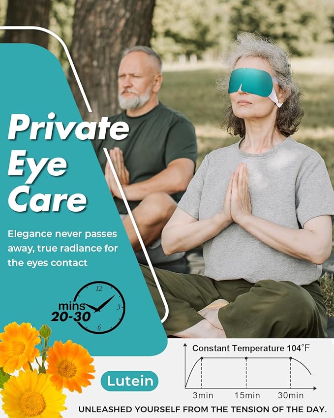 30 Packs Lutein Steam Eye Masks for Dry Eyes Self Heated Disposable Sleep Mask Soothing Headache Relief Dry Eye,Hot Warm Compress for Stress Relief Relief Eye Fatigue, Spa Items Travel Essentials