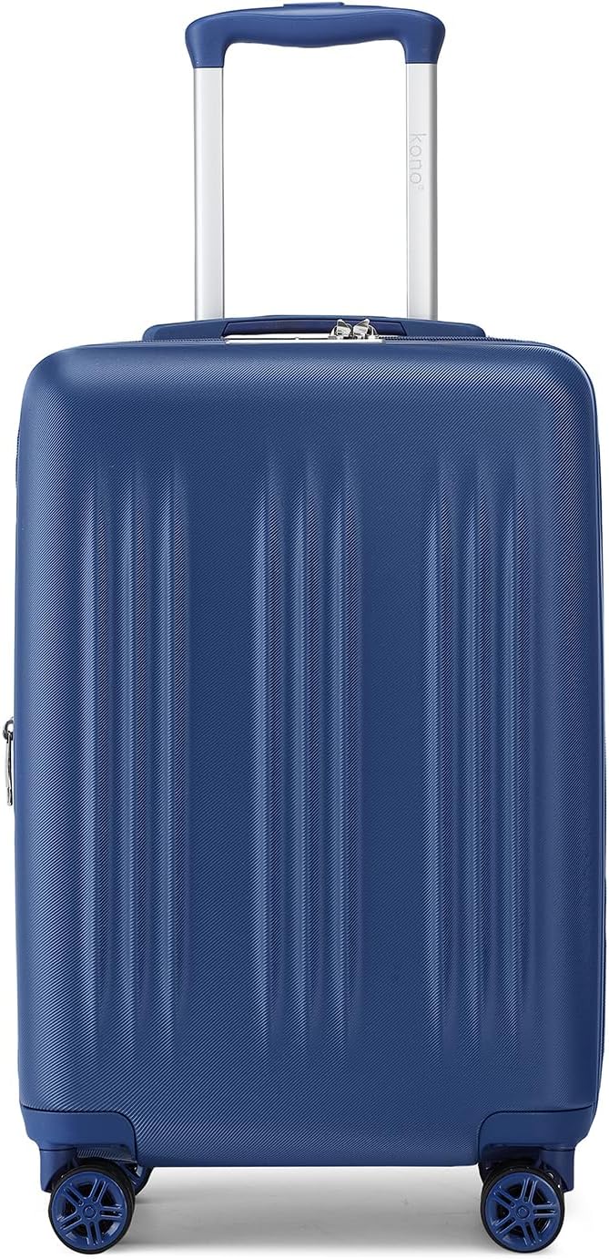 Kono Small 20 Inch Expandable Carry On Luggage with Quiet Spinner Wheels & TSA Lock, Scratch and Drop Resistant PC+ABS Hardside 22x14x9 Airline Approved Suitcase, Navy Blue