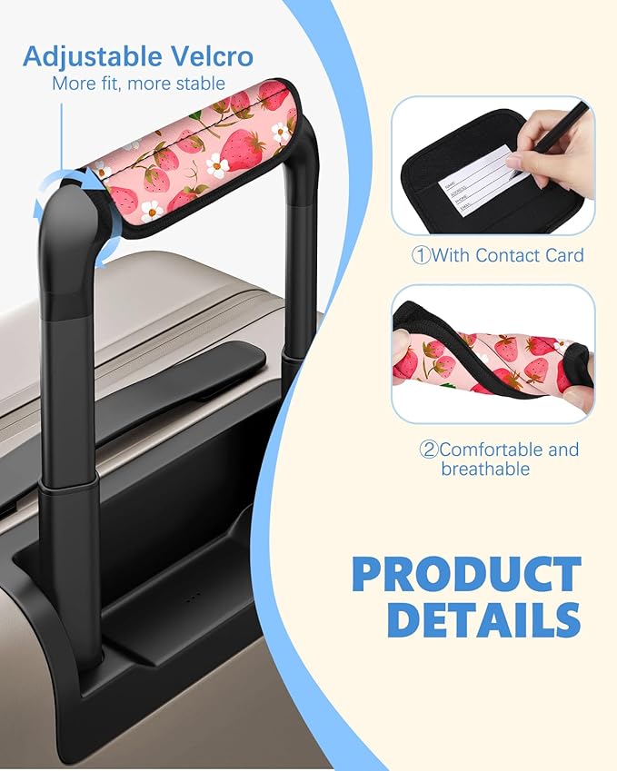 Slohif Luggage Handle Wrap 5Pcs Suitcase Identifier - Bag Strap Cover for Bogg Travel Accessories Easy Identification Bright Marker Sleeve Grips Comfort Neoprene Concealed Tag for Airport Strawberry