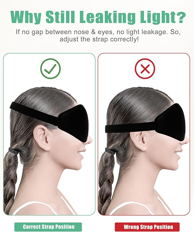 BeeVines 2 Pack 3D Contoured Sleep Mask Sleeping Eye Masks for Lash Extensions, Night Molded Mask with Adjustable Strap, 100% Block Light Eye Shade Cover for Traveling Yoga Nap