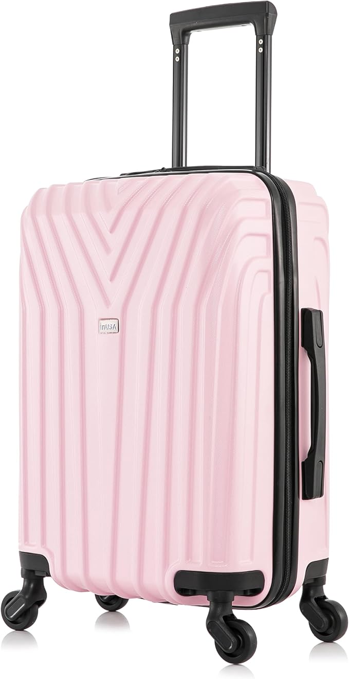 InUSA VASTY Luggage with Spinner Wheels | Durable Lightweight Hardshell Suitcase Travel Bag with Handle and Trolley 20-Inch Carry On Small Luggage | Pink
