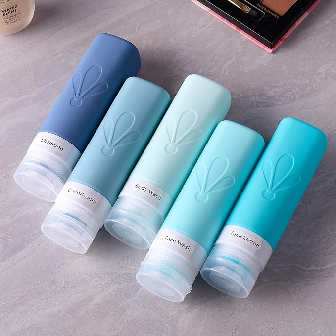 INSFIT Travel Bottles for Toiletries, TSA Approved 3oz Travel Size Toiletries, BPA Free Leak Proof Squeezable Silicone Tubes Travel Essentials for Shampoo Conditioner Lotion Soap