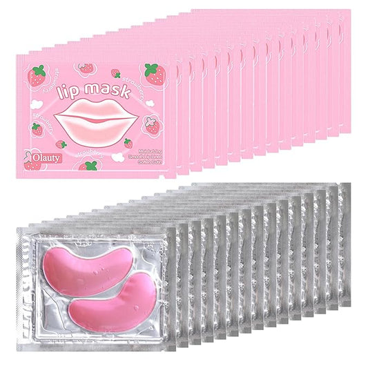 30 Pairs Eye Masks & Lip Masks, Under Eye Patches for Puffy Eyes, Moisturizing Lip Mask Pink Pads, Reducing Fine Lines, Mothers Day Gifts, Bulk Gifts, Teacher Appreciation Gifts, Small Gifts