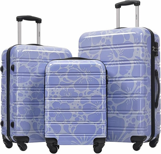 Merax Luggage Sets 3 Piece, Hardside Suitcase Set with Spinner Wheels, Lightweight 20+24+28 IN Suitcase with Carry on Luggage, Blue