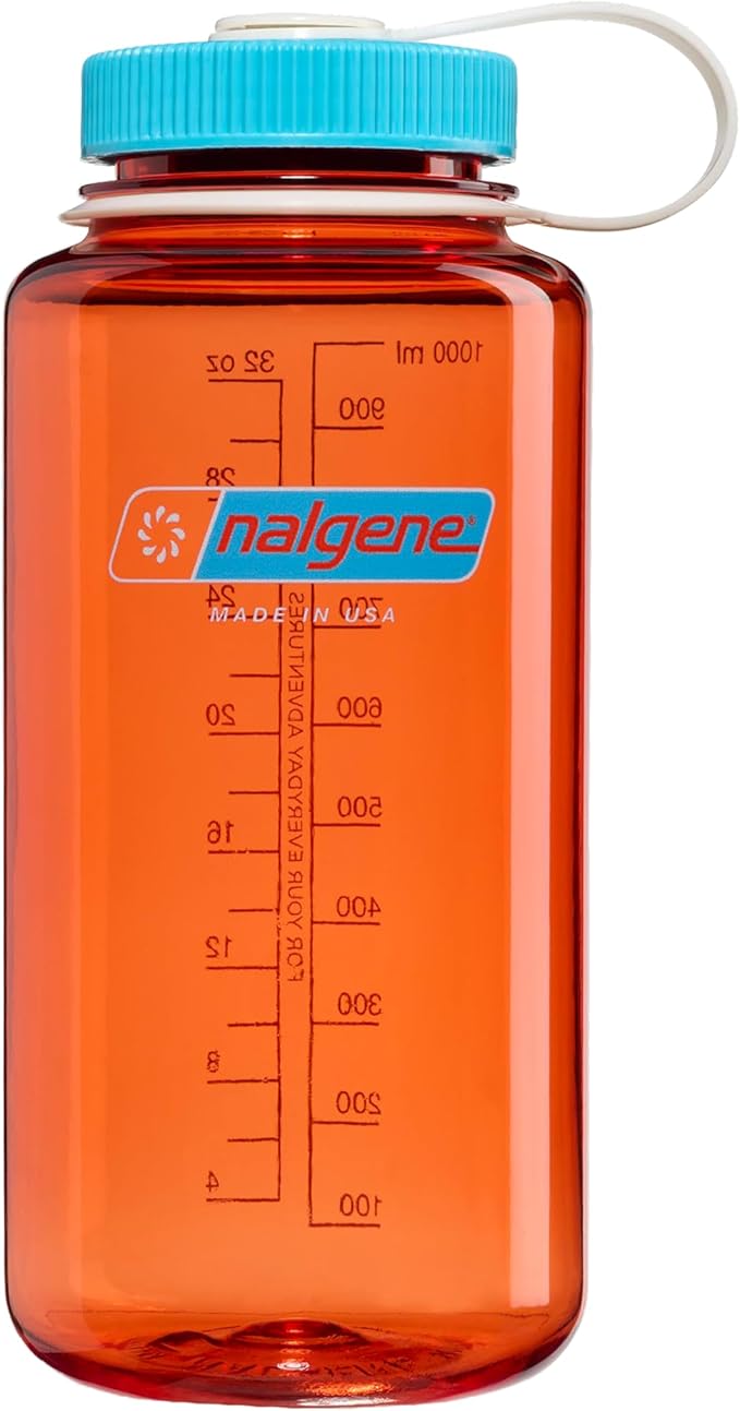 Nalgene 32 oz Wide Mouth Water Bottle | BPA-Free, Durable & Leak Proof, Lightweight Bottle for Hiking & Gym, Work & Travel
