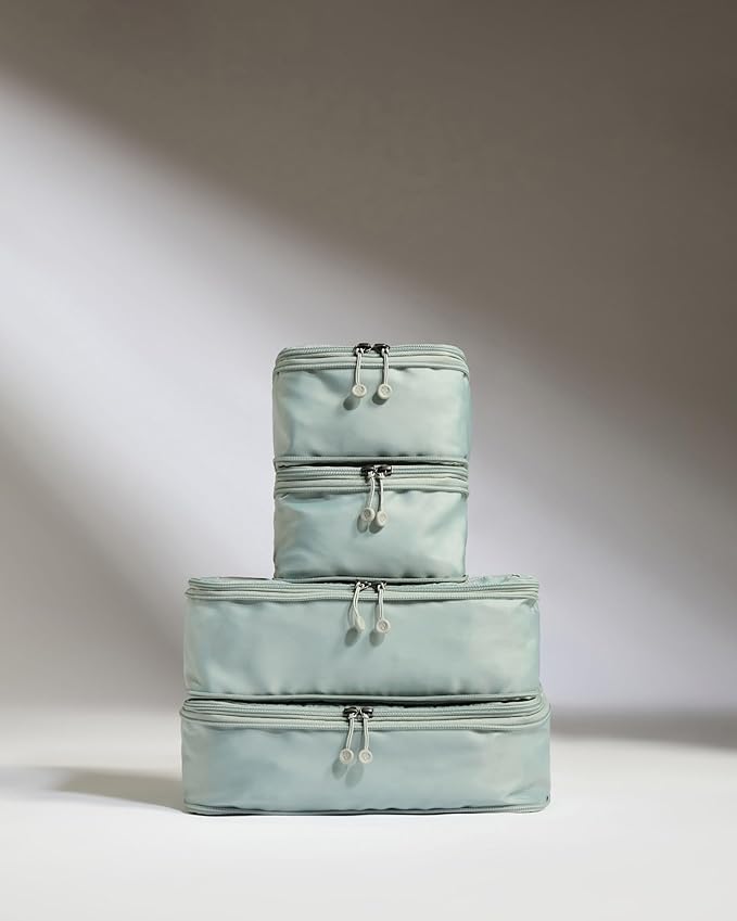 ANTLER - Compression Packing Cubes for Travel, Luggage Organiser for Suitcases or Bags, Travel Accessories, Set of 4, Mist Blue