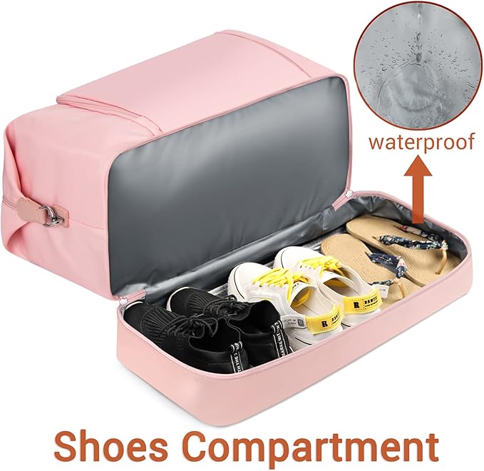 Travel Weekender Bag for Women, 21" Overnight Bag with Shoe Compartment 50L Large Travel Duffel Bag Carry On Tote for Weekend, Overnight, Business Trips, Water Resistant