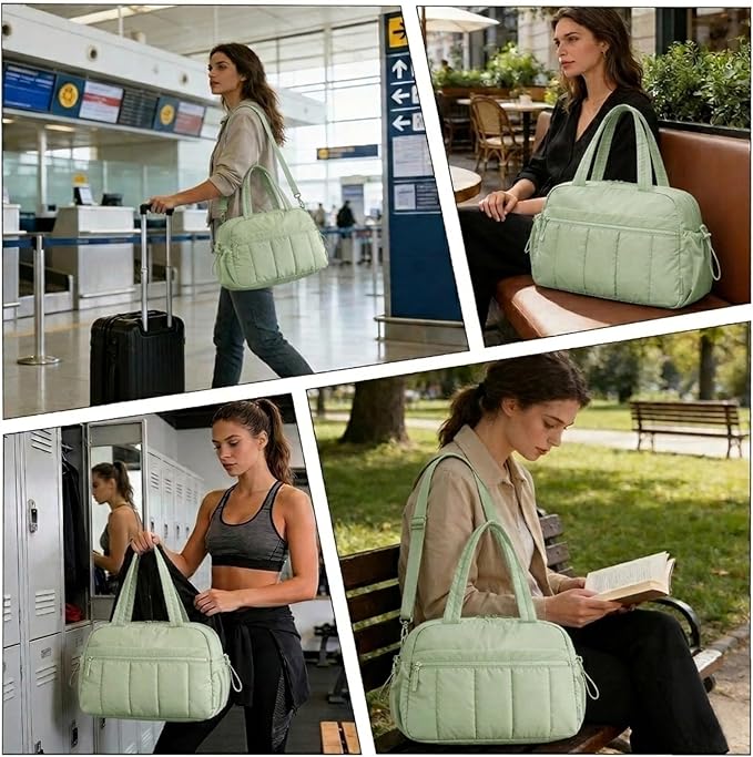Mini Gym Bag for Women Girls, Crossbody Tote Bag with Wet Pocket, Water Resistant Travel Duffle Bag, Dance Workout Sport Bag, Pink (Mint Green, M)
