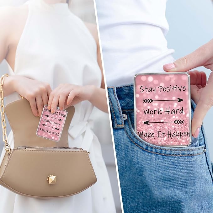 Pocket Mirror, Small Travel Mirror with Magnification, Portable Double-Sided Magnifying Cosmetic Mirror for Daily (Positive)