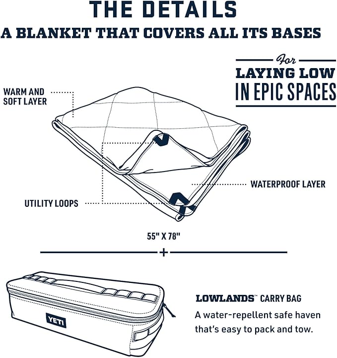 YETI Lowlands Blanket, Multi-Use Blanket with Travel Bag