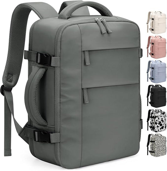 Pritent Travel Backpack for Women Man, Waterproof Personal Item Travel Bag Airline Approved Laptop Backpack Bookbag Weekender bags for Business,Travel, Work Fits 15.6 inch Laptop(Medium,Green)