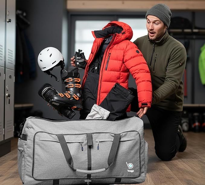 Bago Large Duffle Bag for Travel Women & Men. Durable Lightweight Foldable Travel Duffel Bags For Traveling Women. 100L Duffle Bags for Overnight Bag With Shoe Compartment Collapsible Weekender duffel