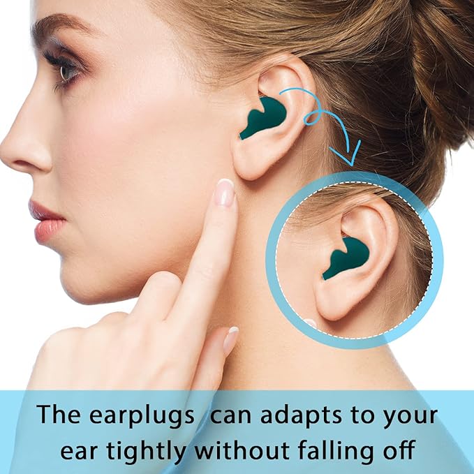 Frienda 36 Pairs Ear Plugs for Sleeping Reusable Moldable Silicone Gel Wax Earplugs Waterproof Earplugs Noise Cancelling Ear Plugs for Adults Swimming Snoring Studying(White, Blue, Green)