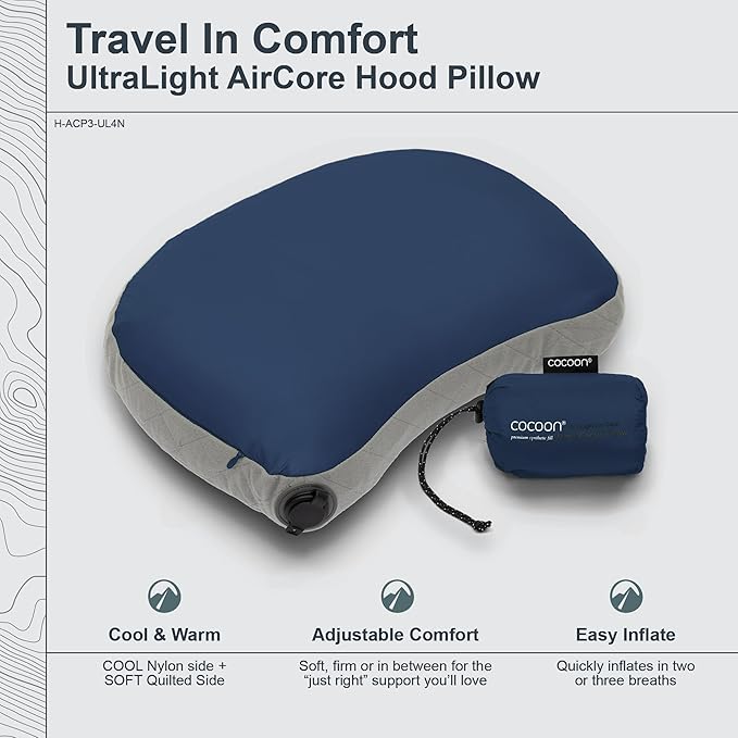 COCOON- Premium - Ultralight AirCore Hood Pillow - Indigo Blue