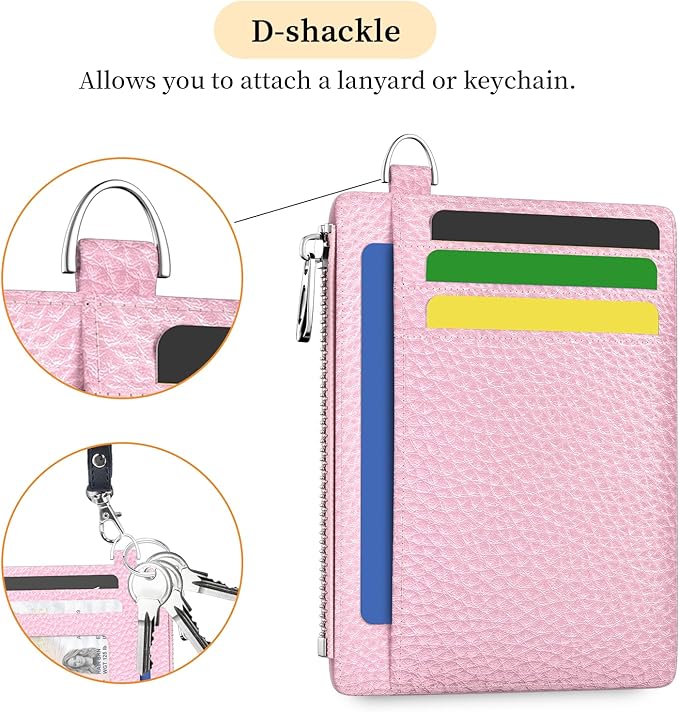 Hancynir Slim Wallet Women Credit Card Holder Minimalist RFID Blocking Small Mini Card Case Front Pocket PU Leather Thin Travel Zipper Coin Cash ID Window Ladies Female Wallet Gifts