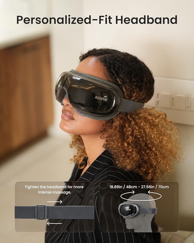 RENPHO Eye Massager with Heat and Cooling Voice Control, Mothers Day Gifts for Women Mom Her, FSA Eligible HSA, Massaging Eye Mask for Migraine Headache Dry Eyes and Stress Relief - Eyeris 3