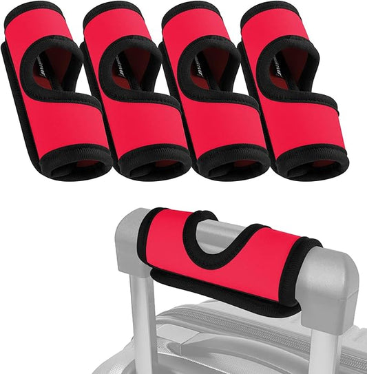 5 Pcs Neoprene Luggage Handle Wrap Handle Grip Luggage Tags Identifier Hollow Design for Push-Button, Bright Luggage Markers for Airport Travel Luggage Suitcase Trolley Case