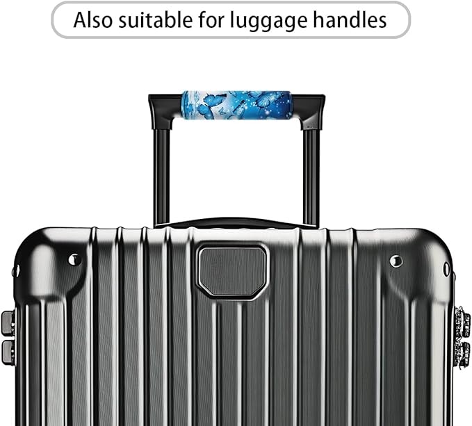 BIGCARJOB Blue Butterflies Luggage Handle Wrap Set for Suitcase 2 Pieces Suitcase Identifier Protective Cover Trolley Case Grip Travel Luggage Accessories Door Handle