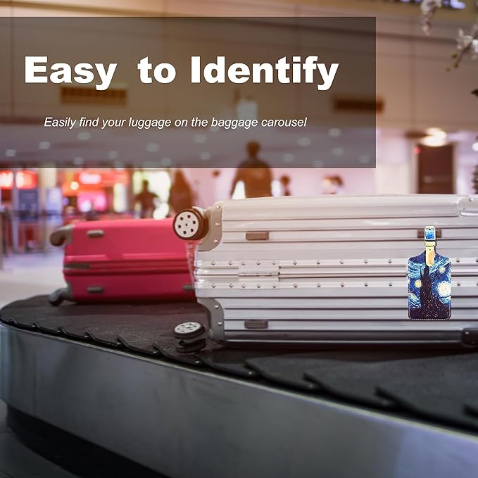 4 Pack Luggage Tag for Suitcases TSA Approved, Leather Suitcase Tags Identifiers, Cute Bag Name Travel Tags ID Labels for Women Men Cruise Airport Luggage Travel Essentials by Sodsay