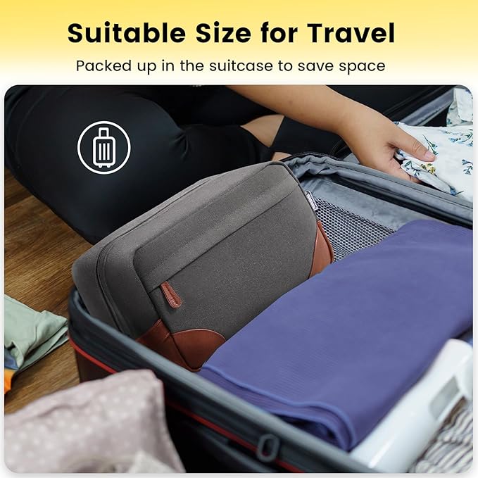 Vorspack Large Travel Toiletry Bag - Hanging Toiletry Bag for Men Water Resistant Canvas Shaving Bag with Large Capacity for Home Travel - Light Grey
