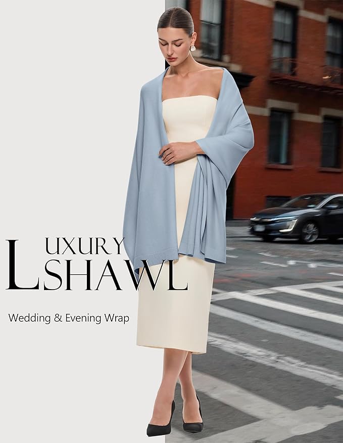 PULI Women's Pashmina Shawl Wraps for Evening Dress Large Scarf Blanket Long Wedding Bridal Winter Warm Shoulder Wrap
