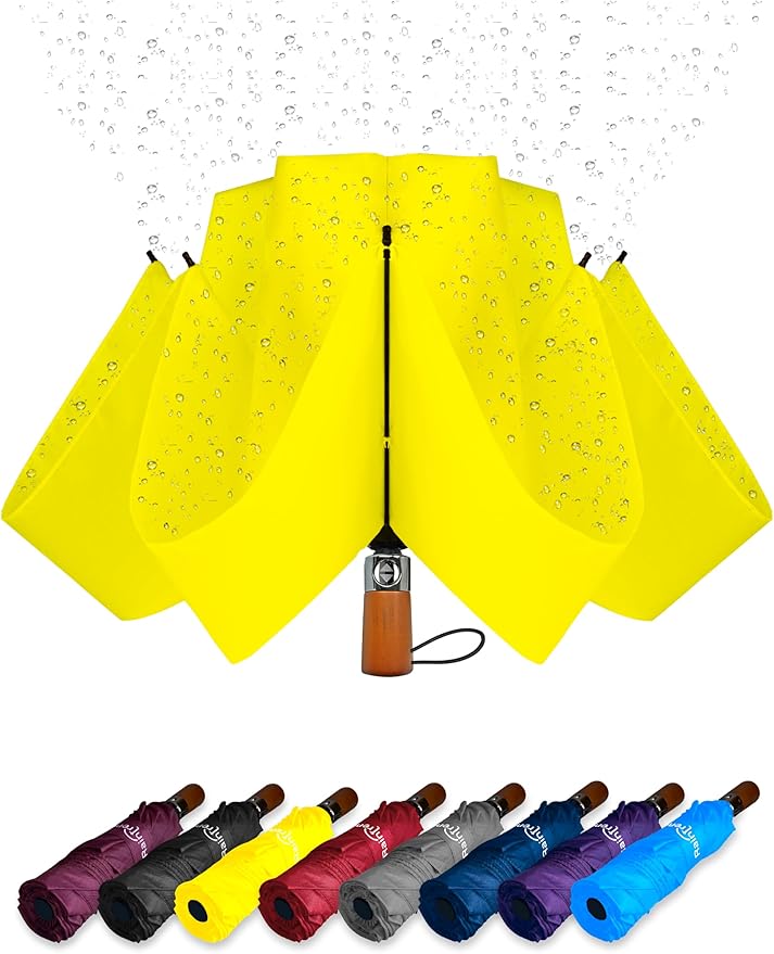 Raintrend Windproof Travel Umbrellas for Rain Automatic +10% Bigger Canopy Strong Frame Compact Folding Portable Umbrella for Women Men Backpack Purse