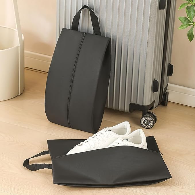 4 Pack Shoe Organizer Set Zippered Shoe Bags with Handles Stylish Portable Nylon Shoe Storage for Travel & Home Ideal Gift for Men & Women (Grey, XL)