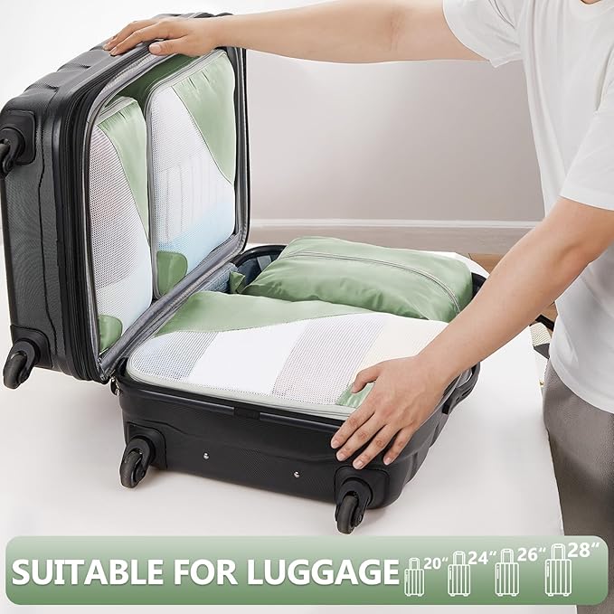 8 Set Packing Cubes for Travel, Gifts for Women Mom,Anti-Tearing Suitcase Organizer for Luggage with Shoe & Hanging Toiletry Bag,OlarHike Vacation Essentials & Accessories for Cruise Ship